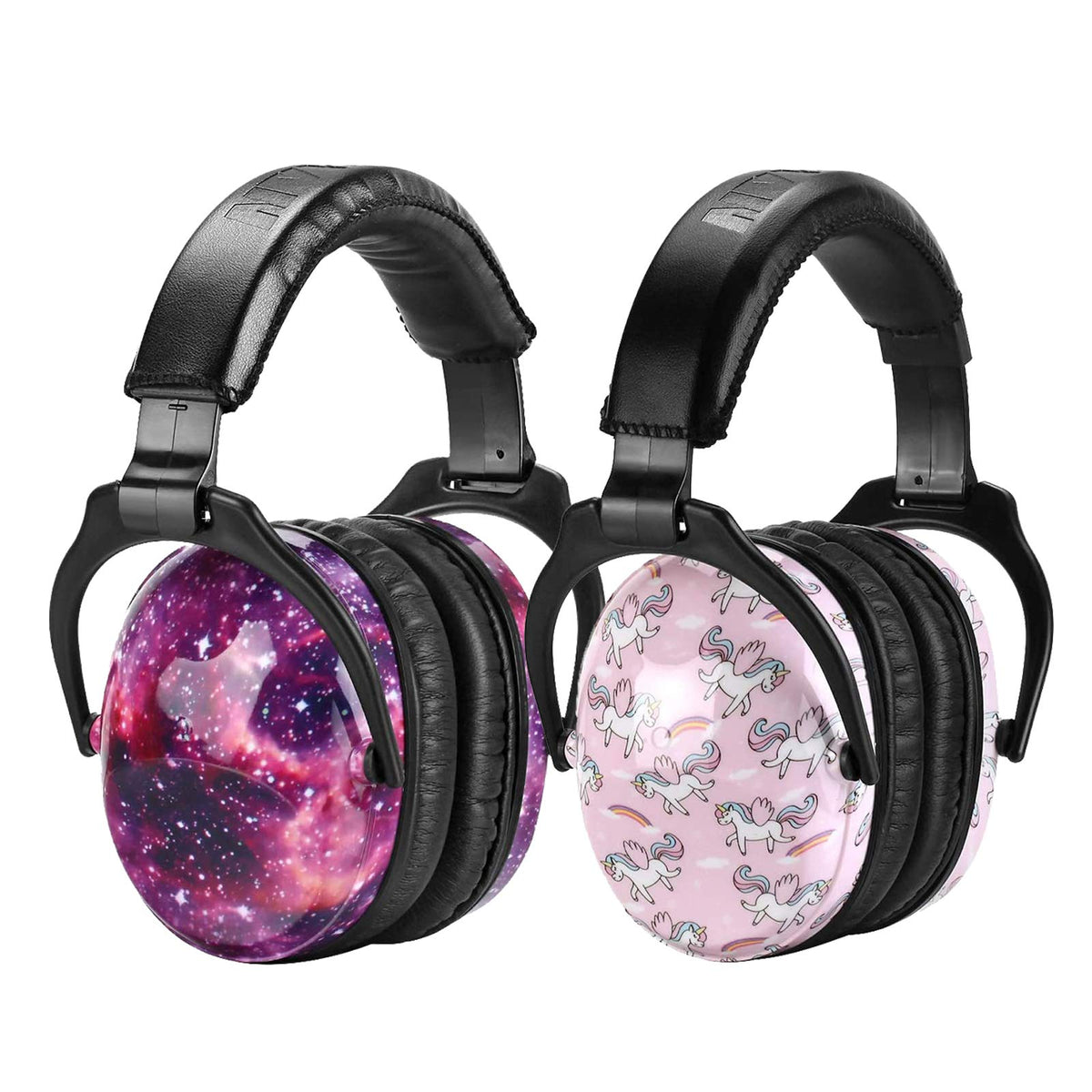 ZOHAN Kids Ear Protection Nebula pattern earmuffs provide comfortable over-ear protection at events.