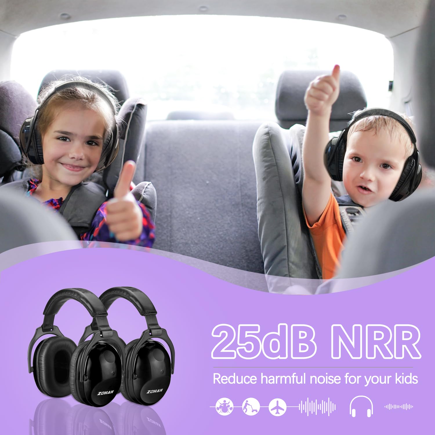 ZOHAN Kids Ear Protection no-metal design reduces weight.
