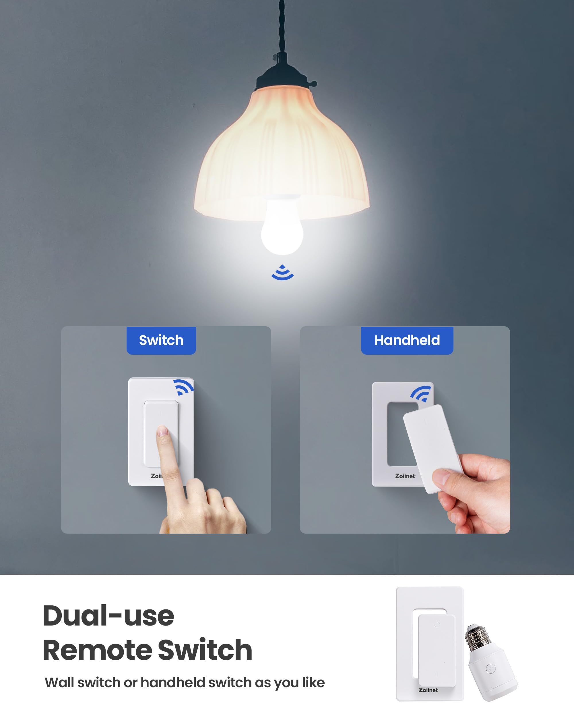 Zoiinet two-e26-e27 bulbs base-holder supports two sockets for simple setup.
