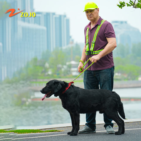 Zojo Reflective Vest back view highlighting reflective strips for nighttime safety.