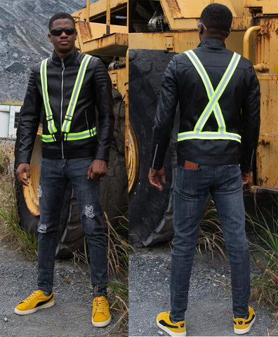 Zojo Reflective Vest side view shows adjustable fit for diverse bodies.
