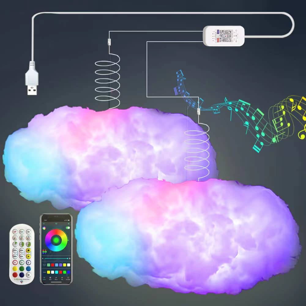 ZOKON cloud light setup with two hanging lamps creating ambient bedroom glow
