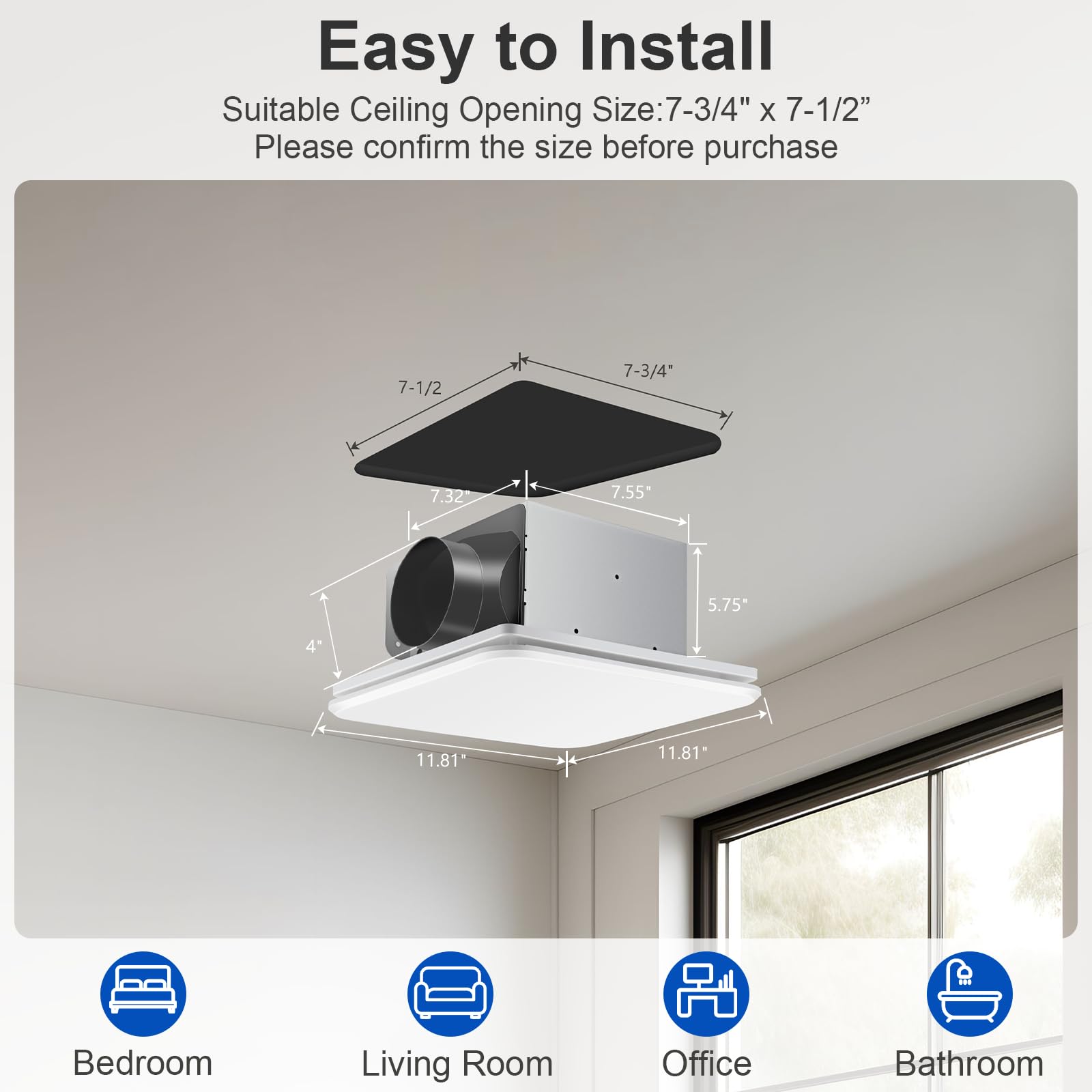 Zomagas quiet 1.0 Sone exhaust fan delivers unobtrusive bathroom comfort.