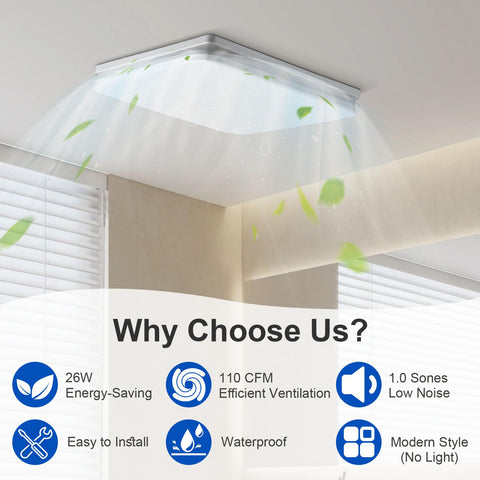 Zomagas ceiling mount white exhaust with a modern, durable finish.