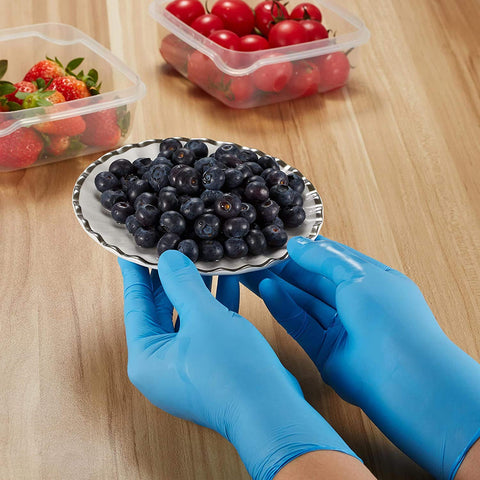 Zomchain nitrile kids gloves blue back of box signals sturdy convenient storage.