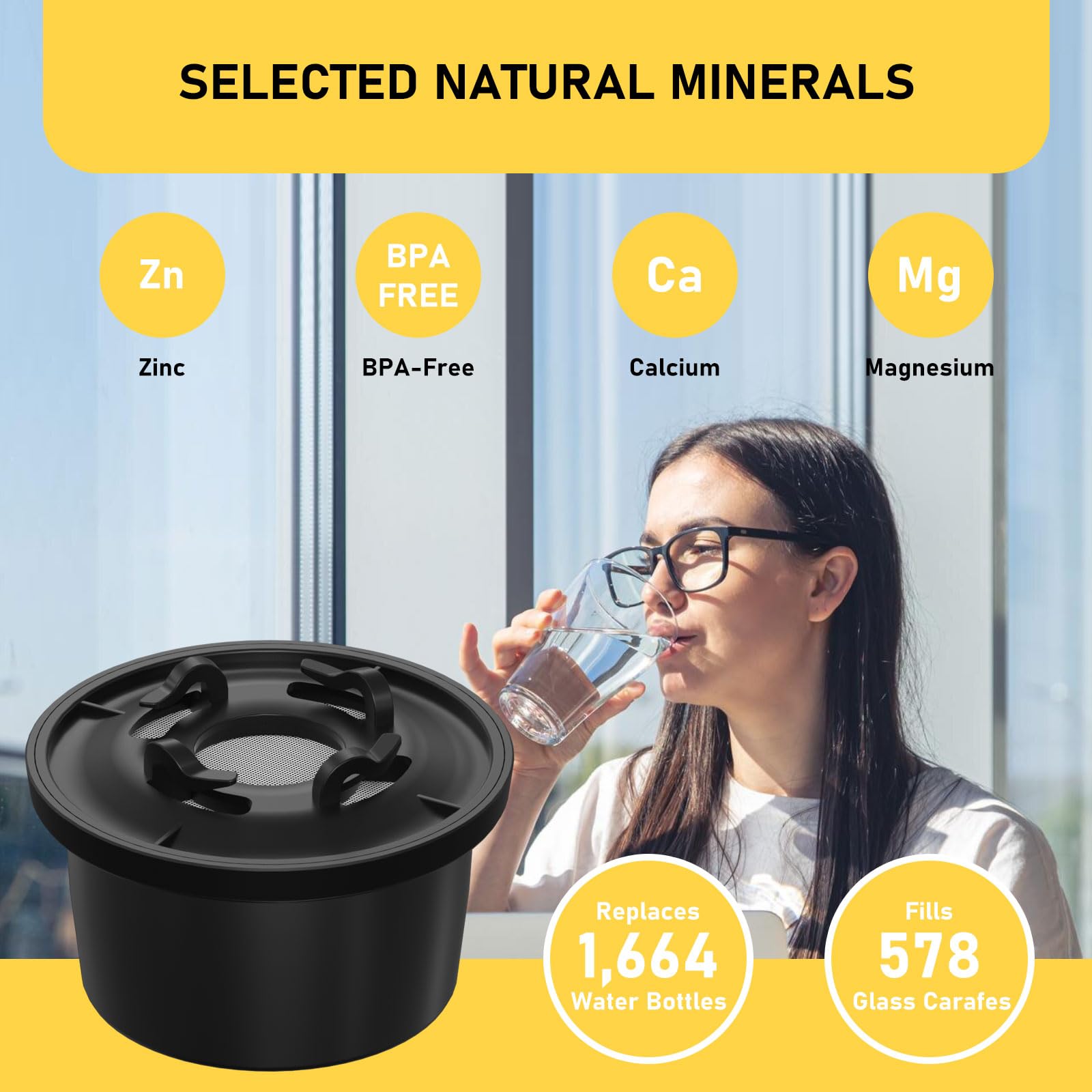 Zomixzo glass of mineral-rich water after filtration
