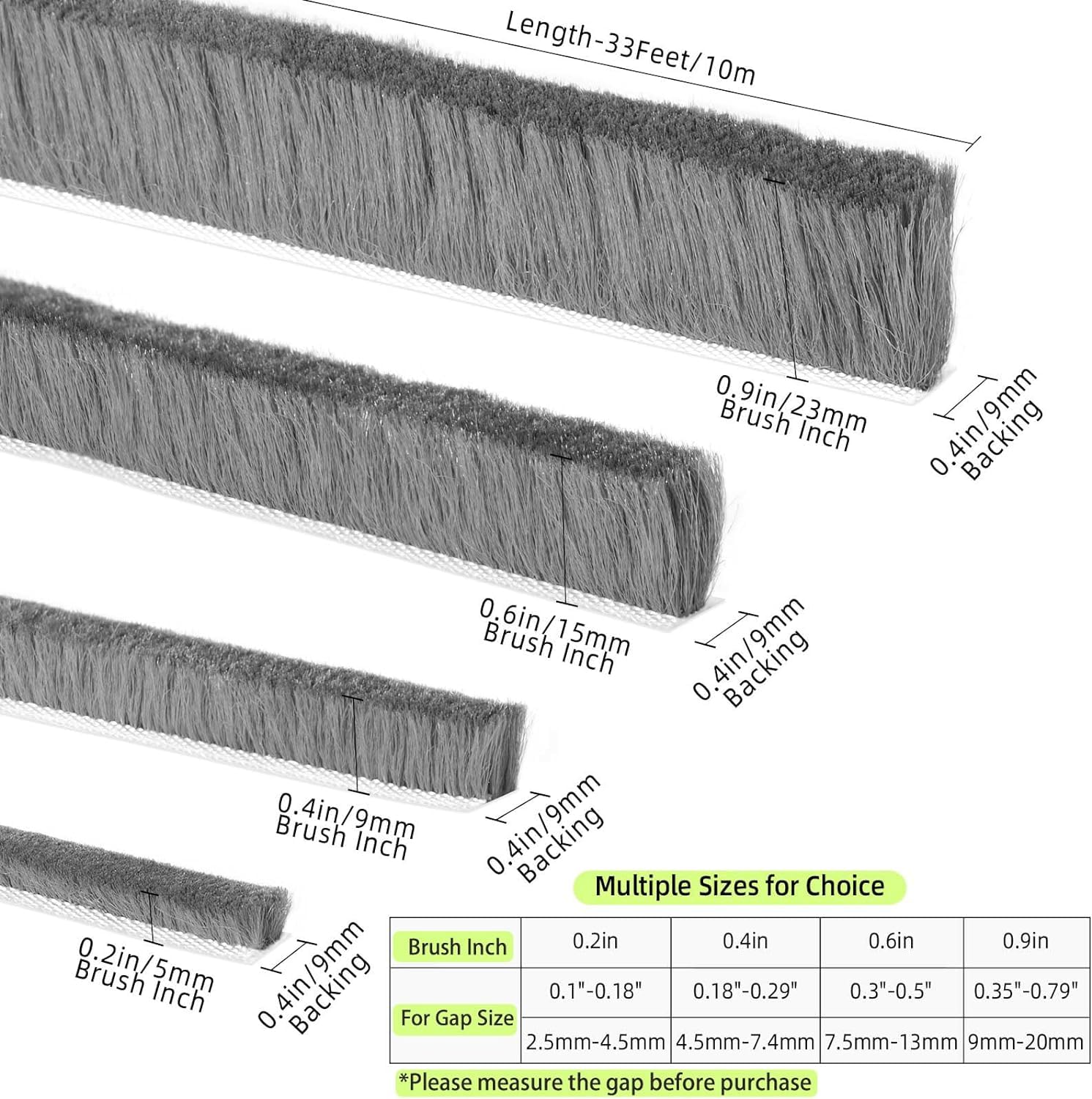 ZOMPAGO brush seal adhesive backing close-up for quick mounting