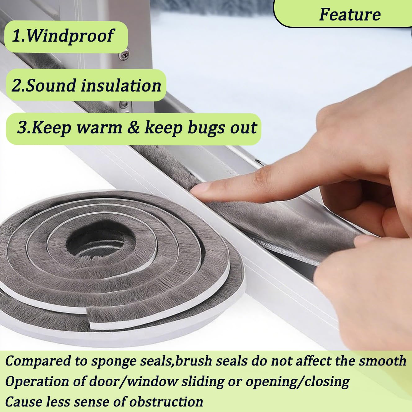 ZOMPAGO brush seal blocks dust and light with dense pile