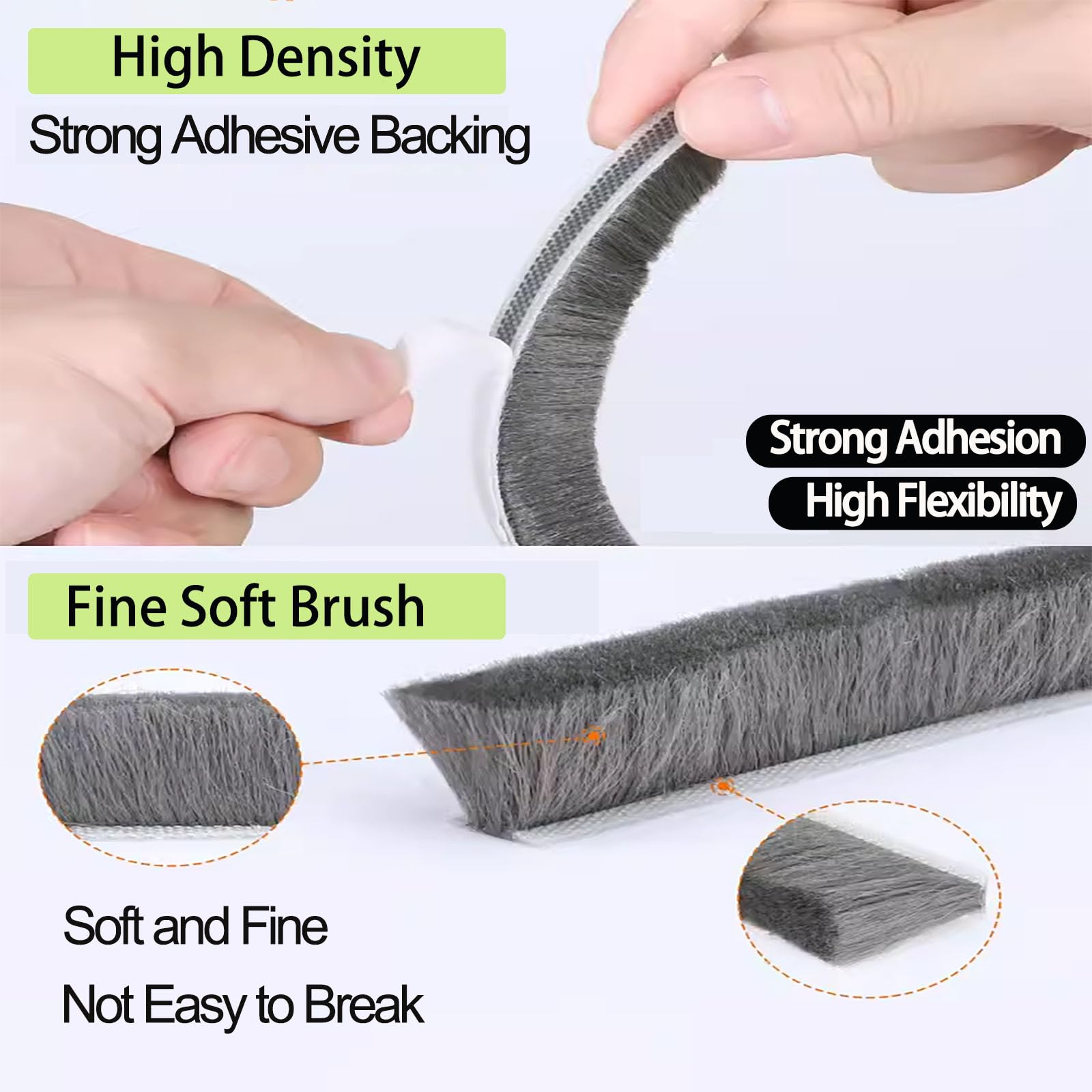 ZOMPAGO brush seal pile detail highlighting soft, resilient material