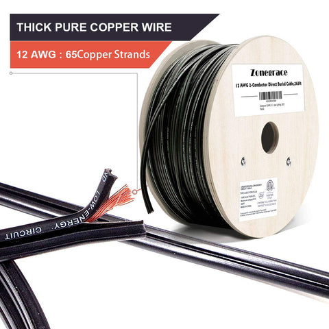 Zonegrace ETL-listed 12/2 cable ensures compliance for outdoor projects.