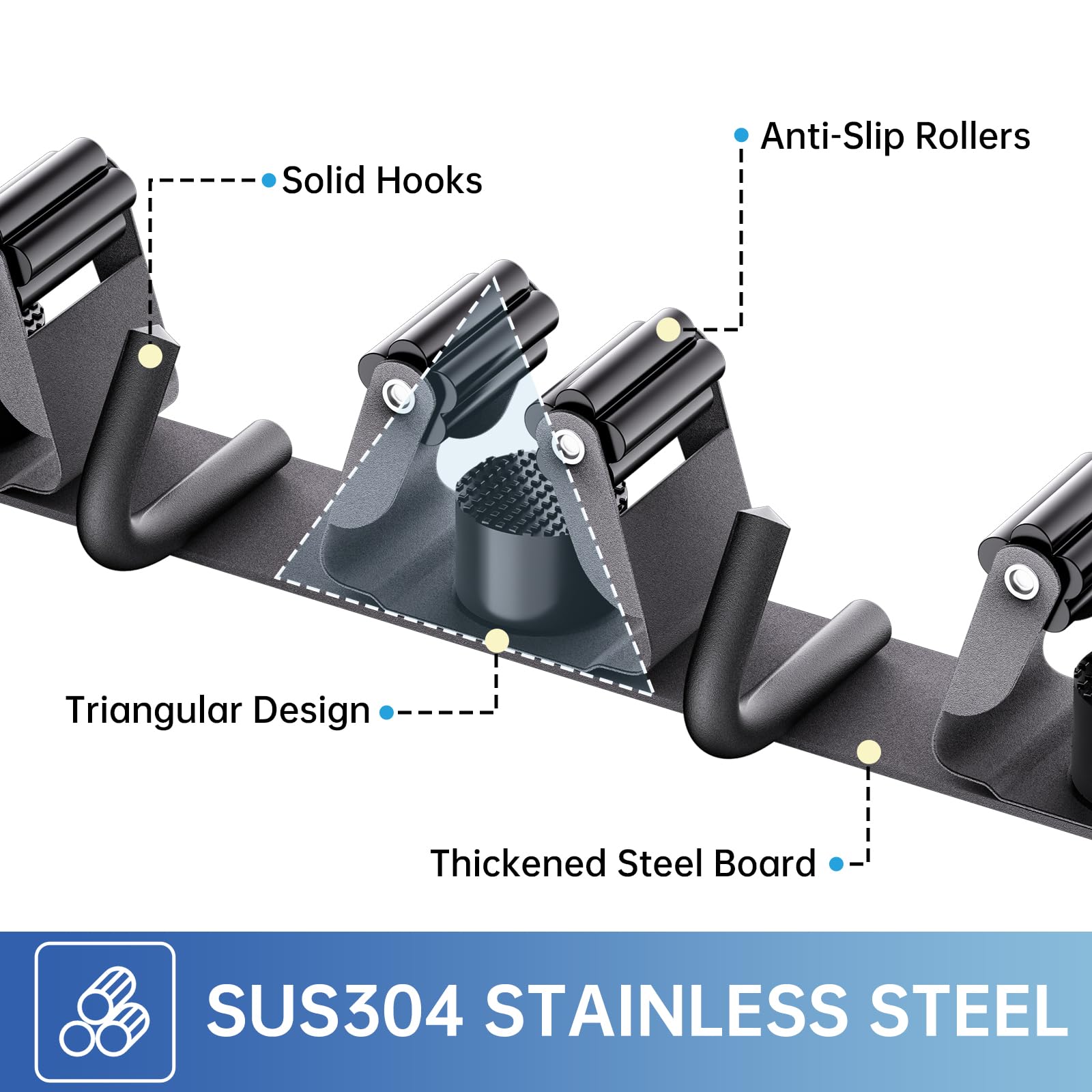 ZONGOOL sturdy 304 stainless steel construction for durable, rustproof tool storage.