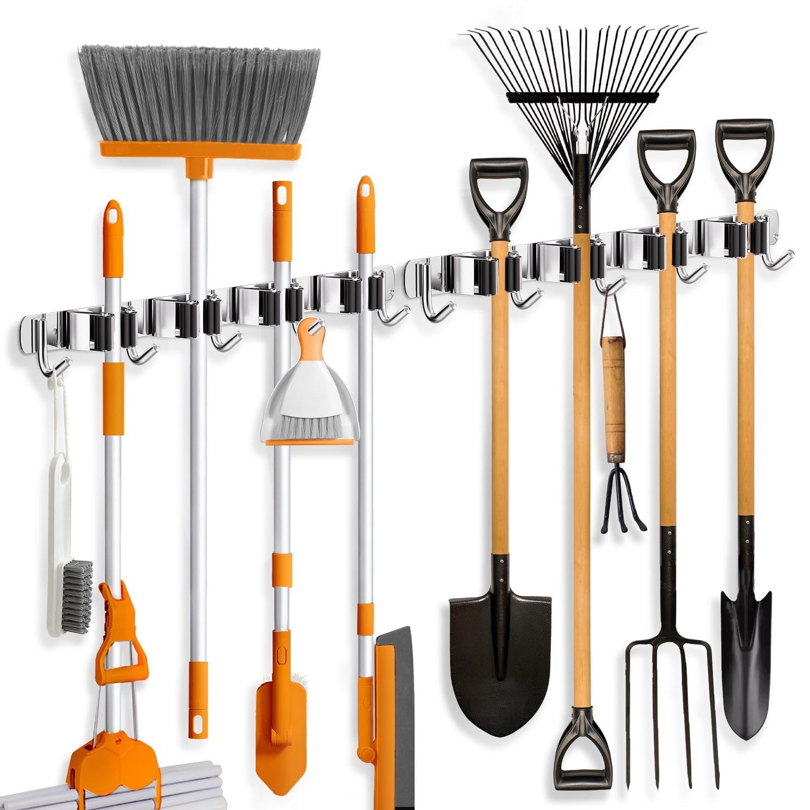 ZONGOOL wall-mounted broom holder in silver keeps clutter off counters
