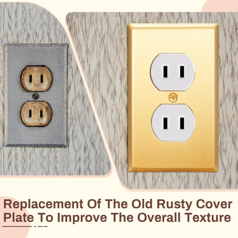 Zonon installation-ready brushed brass outlet covers with screws