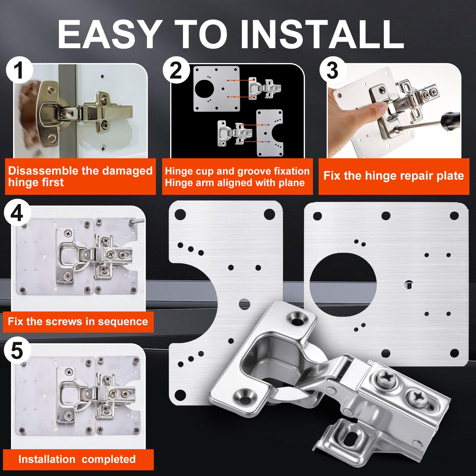 Zonon full-overlay hinges included for seamless cabinet door alignment.
