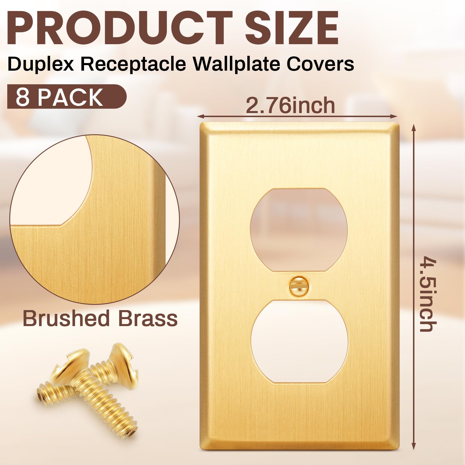 Zonon brushed brass outlet covers showing texture and finish