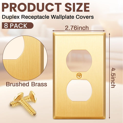 Zonon brushed brass outlet covers showing texture and finish
