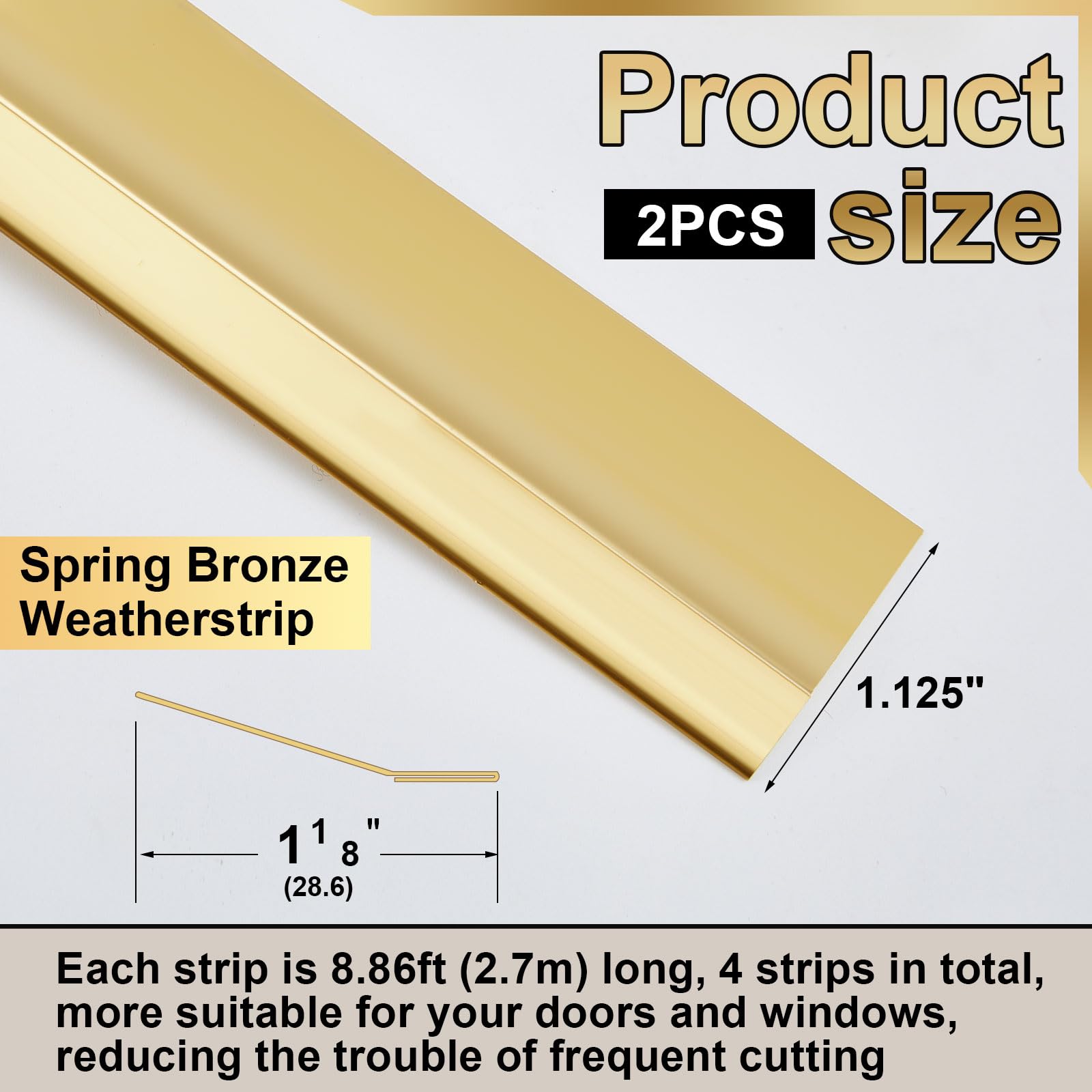 Zonon Spring Bronze Weather Stripping close-brass texture highlights corrosion resistance.