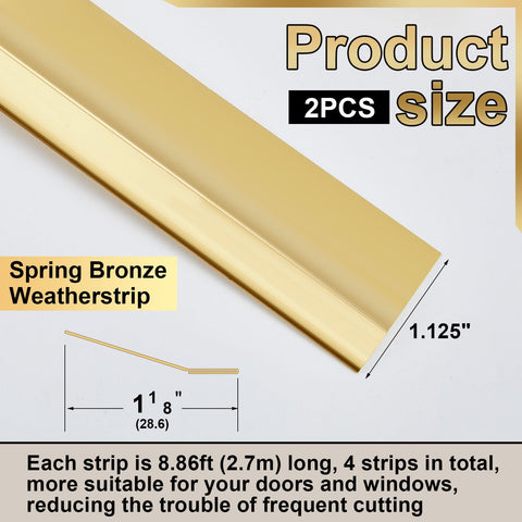 Zonon Spring Bronze Weather Stripping close-brass texture highlights corrosion resistance.
