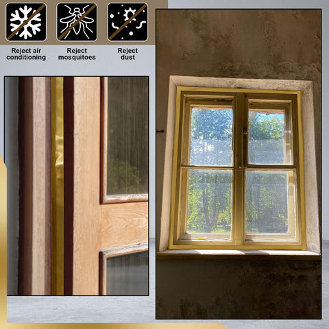 Zonon Spring Bronze Weather Stripping applied as door seal on wood frames.