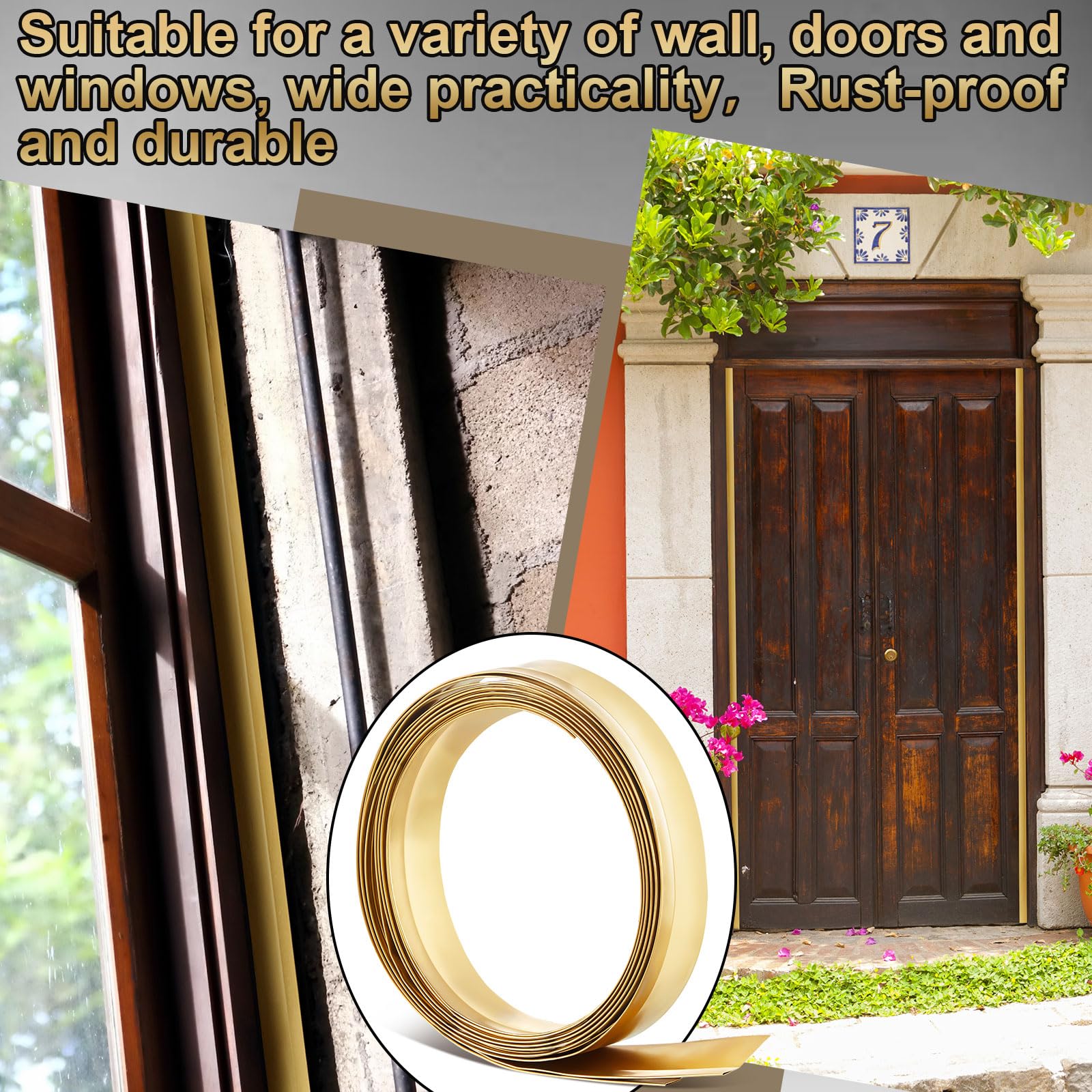 Zonon Spring Bronze Weather Stripping flat profile for a low-profile edge.