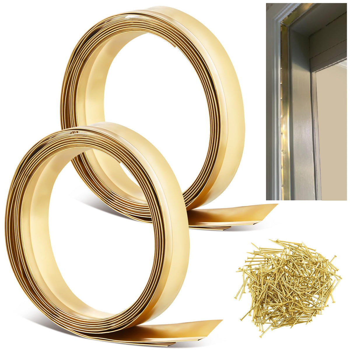 Zonon Spring Bronze Weather Stripping pack: two durable rolls for door sealing.