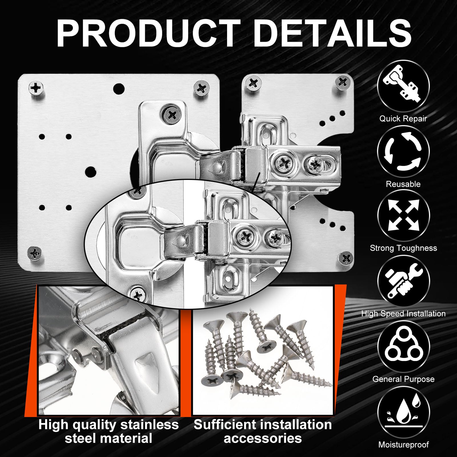 Zonon stainless steel screws provide durable, rust-resistant mounting.