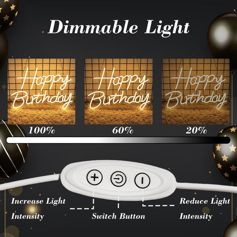 Zontruxe Happy Birthday neon sign installation kit enables easy setup.