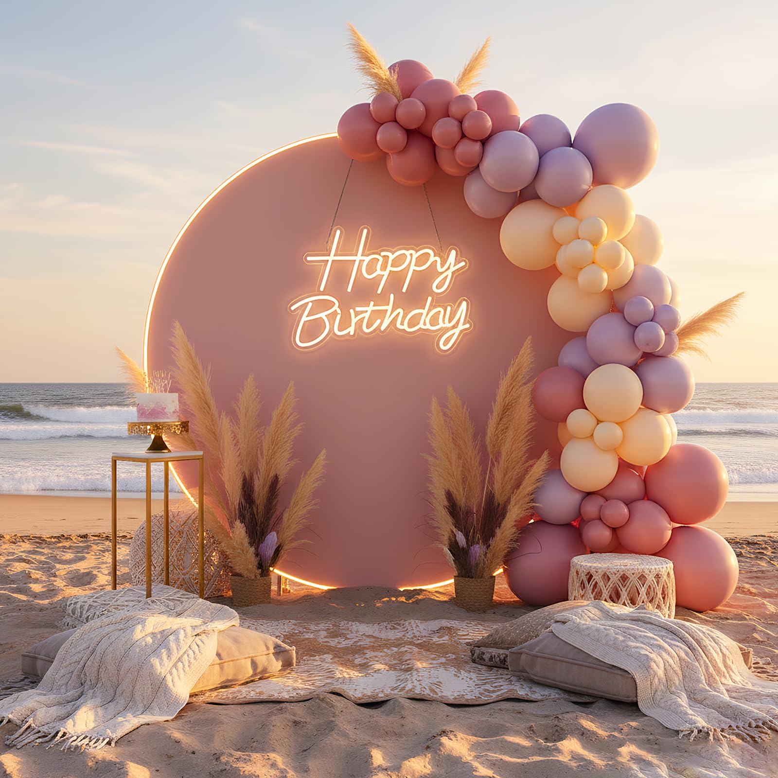 Zontruxe Happy Birthday neon sign wall decor with warm illumination.