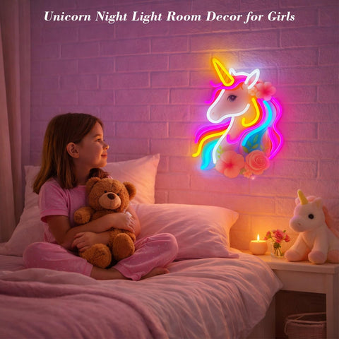 Zontruxe Unicorn Neon Sign offers dimmable brightness for versatile mood lighting.