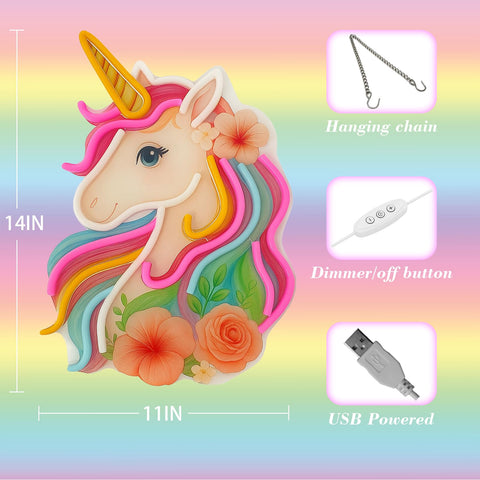 Zontruxe Unicorn Neon Sign highlights the golden horn for magical wall decor.