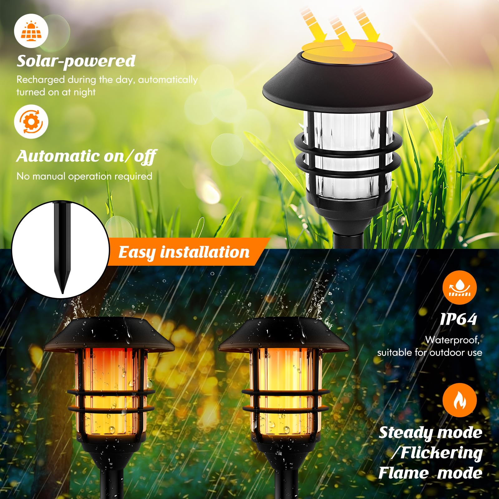 ZOOHAR weatherproof torch withstands rain and frost for outdoor use