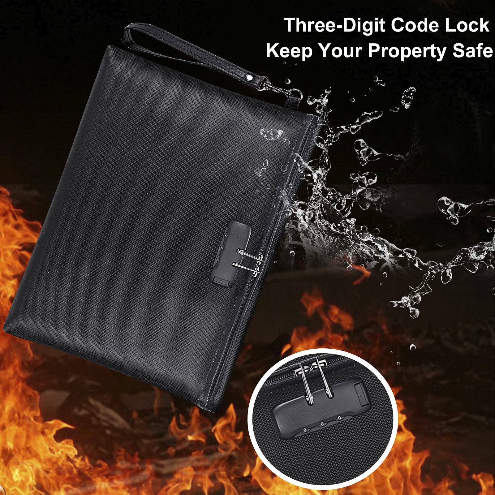 ZOOPIP fireproof bag lock mechanism highlights three-digit code for secure storage