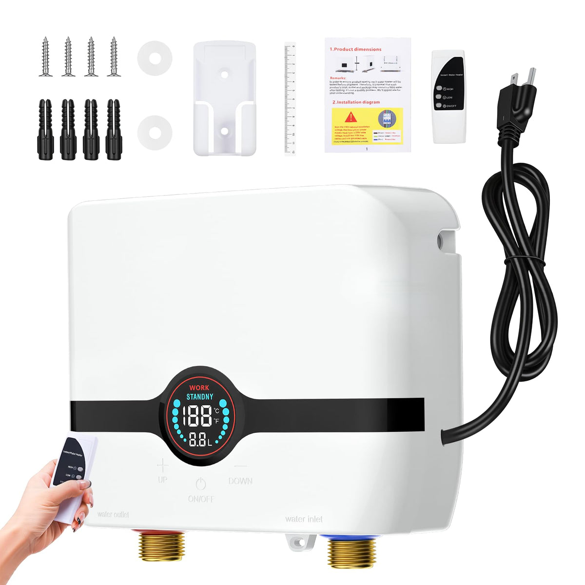 ZOOTEALY tankless water heater under-sink with digital display for precise temperature control