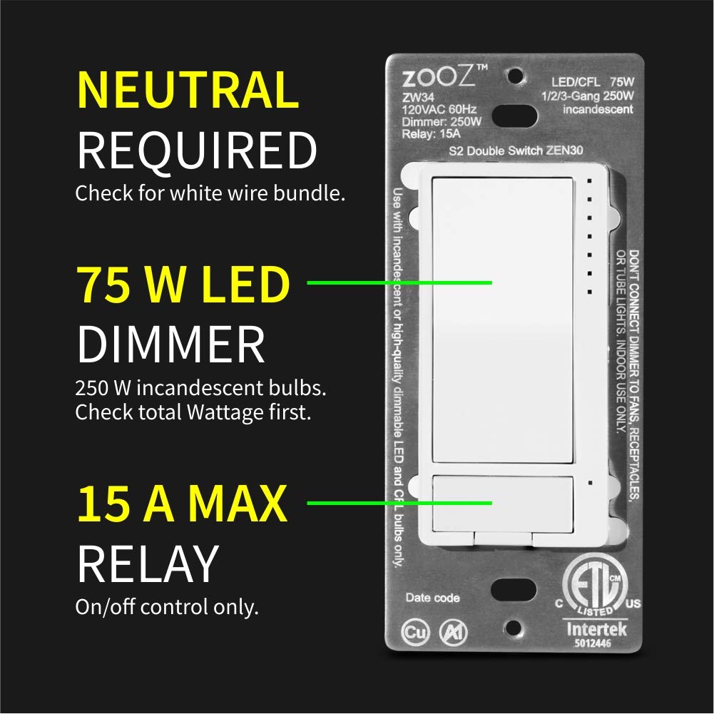ZOOZ ZEN30 800LR dimmer control for LED bulbs with smooth brightness.