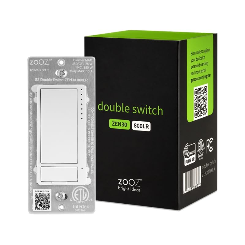 ZOOZ ZEN30 800LR double-switch front view showing two independent loads.