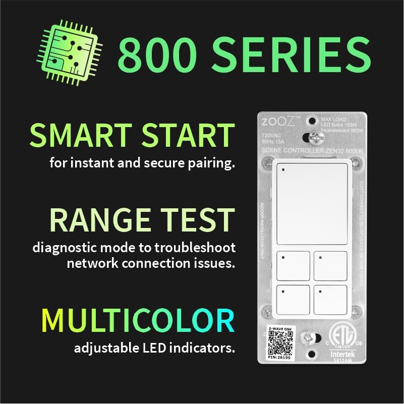 Zooz ZEN32 800LR wiring diagram illustrating neutral-based three-way setup