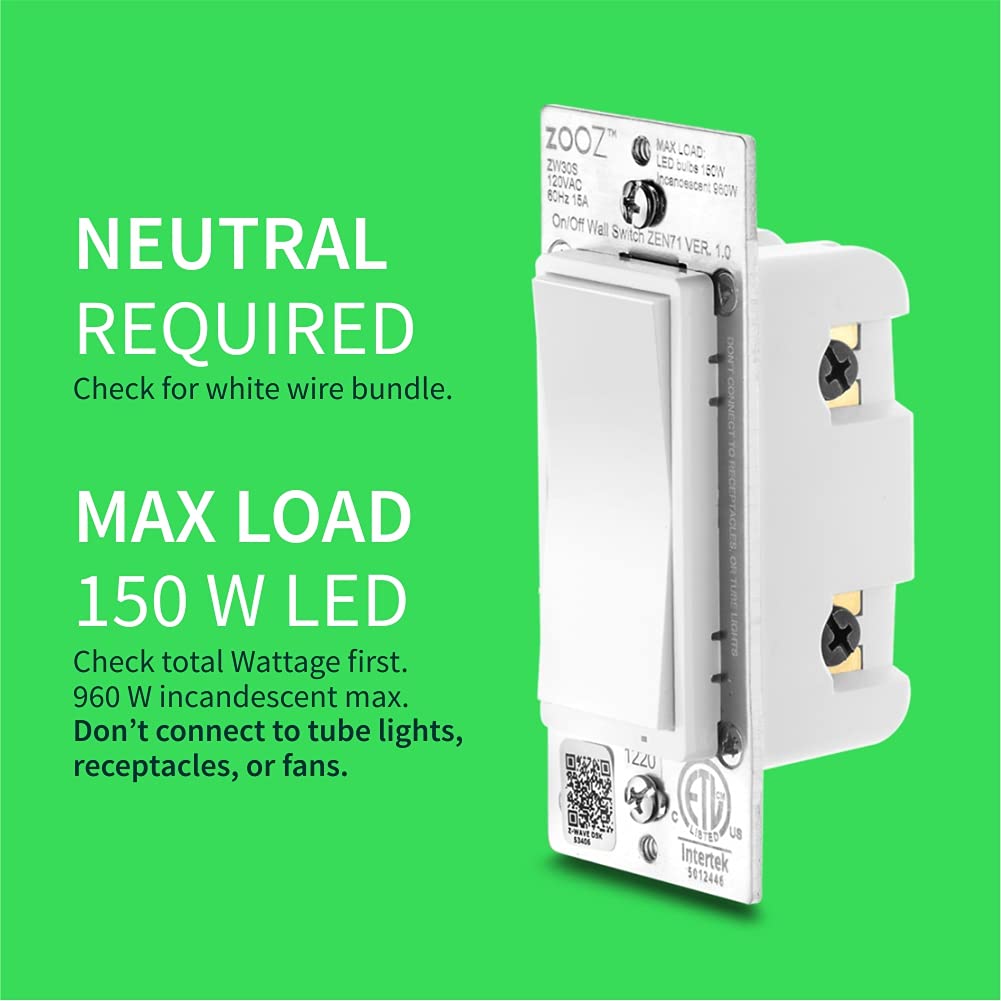 Zooz ZEN71 800LR installed in-wall to save space.