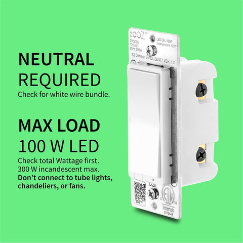 Zooz ZEN77 800LR three-way setup illustrating compatible wiring with existing switches