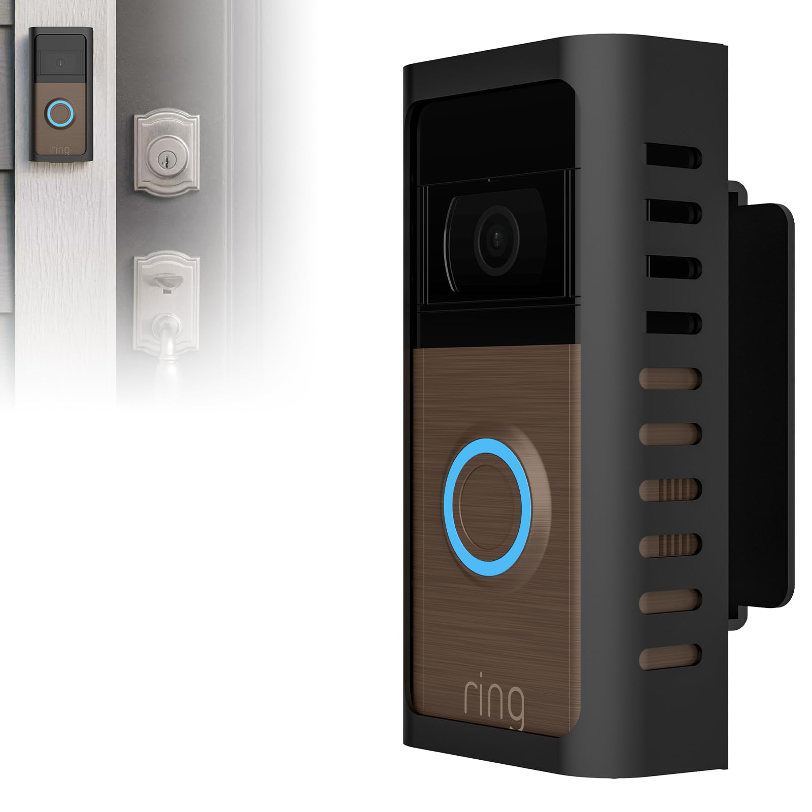 ZOPPEN anti-theft doorbell mount showing 45–135 degree tilt for secure porch monitoring