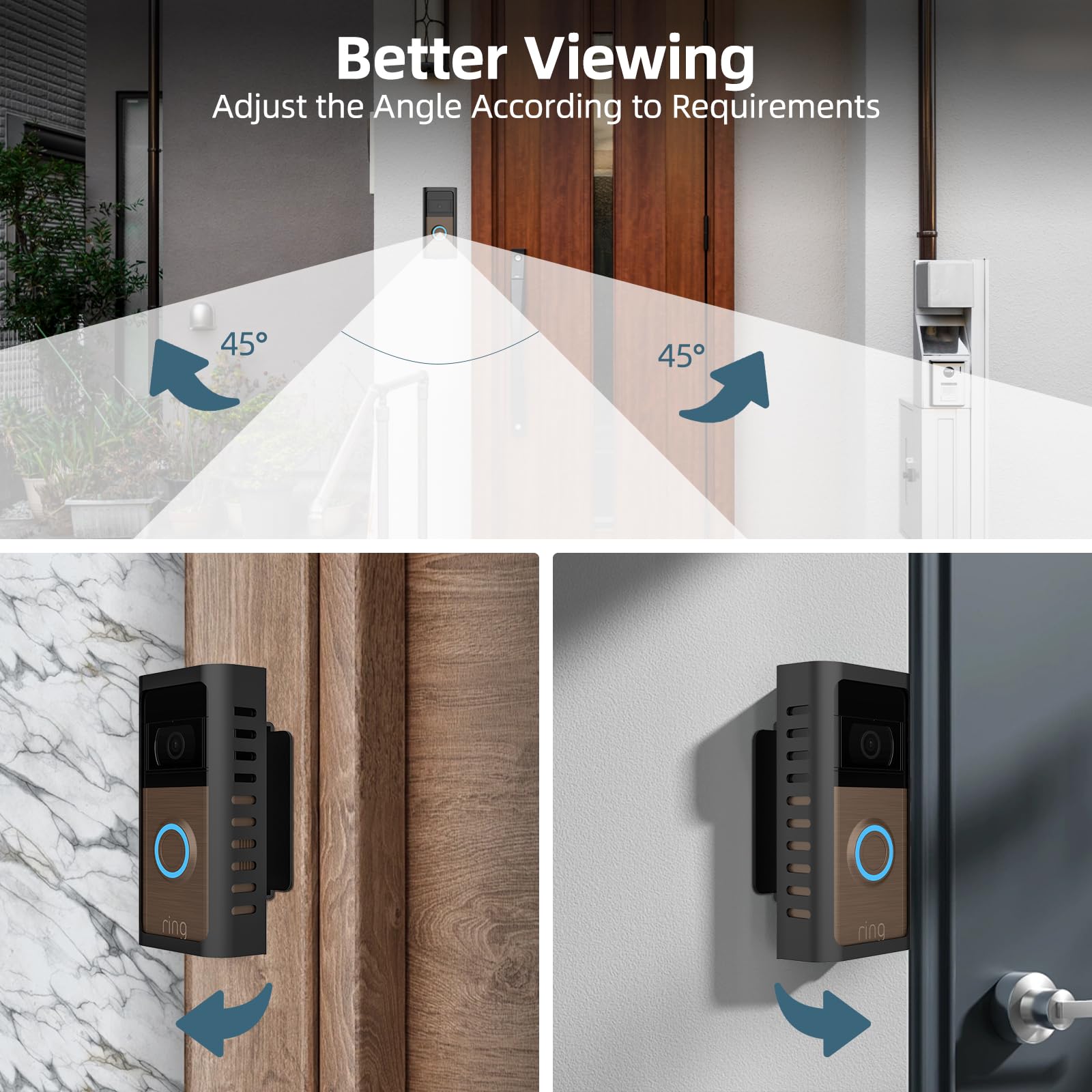 ZOPPEN tilt range highlights 45–135° from side view to reduce blind spots