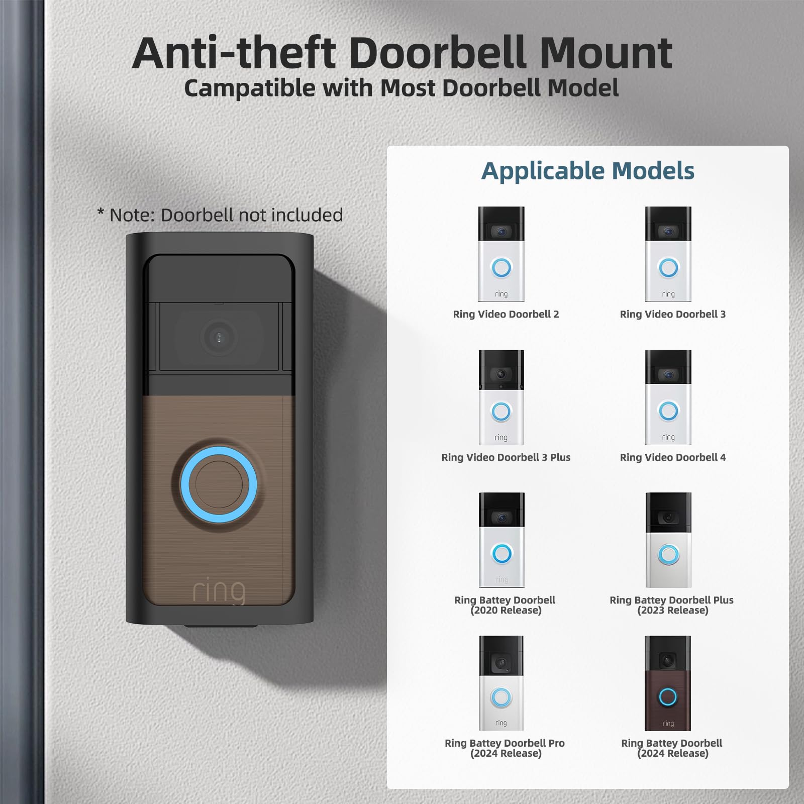 ZOPPEN universal-fit Ring doorbell mount compatible with multiple models