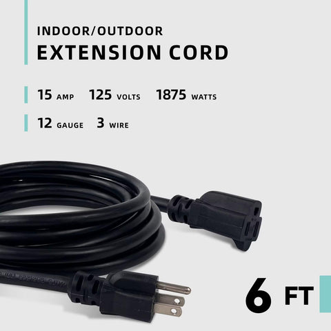Zorky 12AWG extension cord rated 15A for high-power devices.