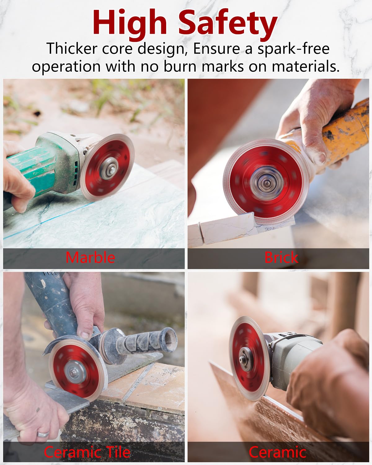ZORUNNA 7/8-inch arbor fits angle grinders and tile saws.