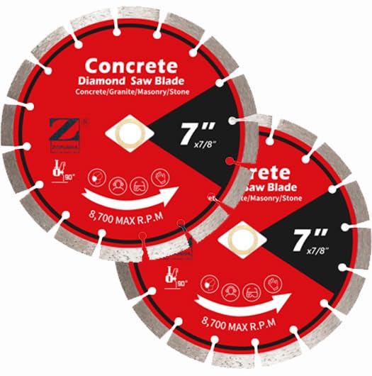ZORUNNA 7-inch diamond blade for concrete cutting wheel enabling precise masonry cuts