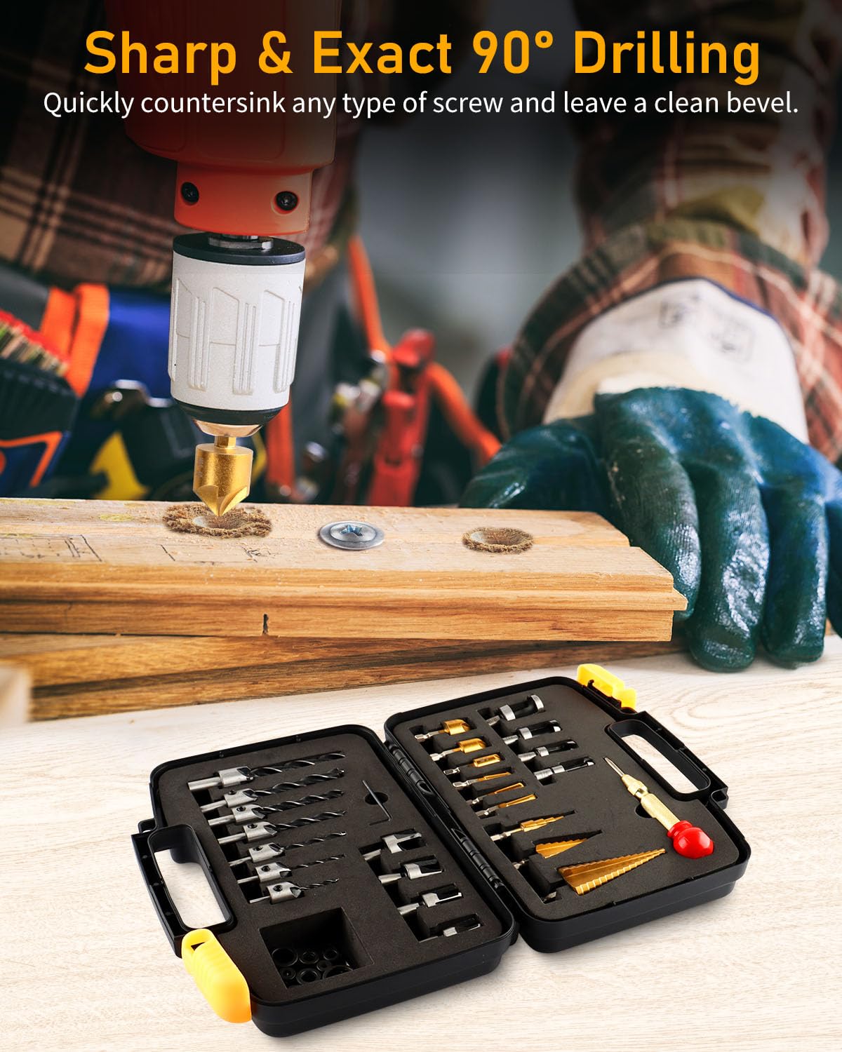 ZORUNNA countersink drill bits for wood provide clean countersinks and fast debris drainage