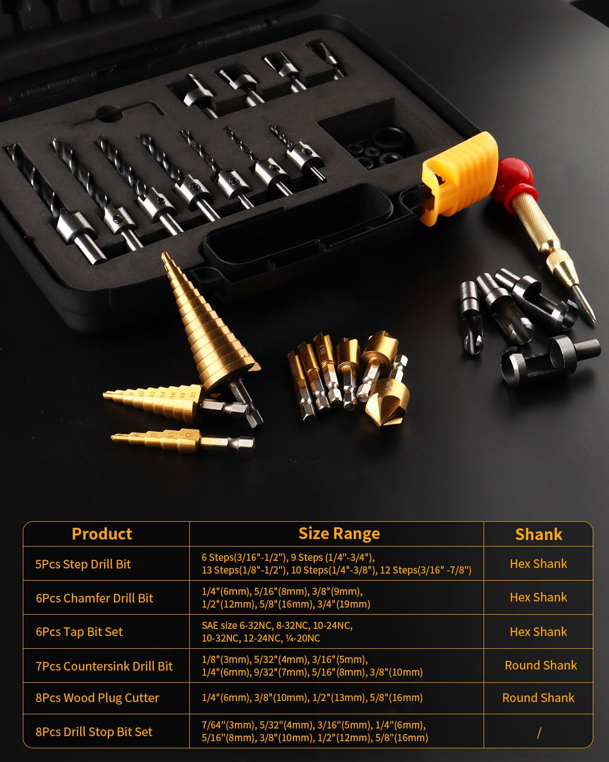 ZORUNNA durable plastic case with foam divider protects bits and reduces clanking