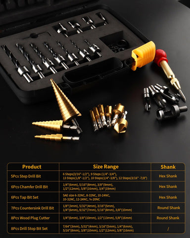 ZORUNNA durable plastic case with foam divider protects bits and reduces clanking