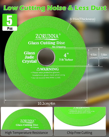 ZORUNNA disc handles jade and crystal cutting for clean edges.