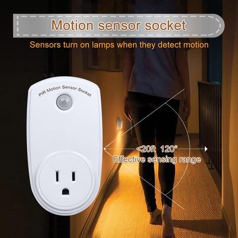 ZORZA motion sensor socket activated indoors automatically lights spaces