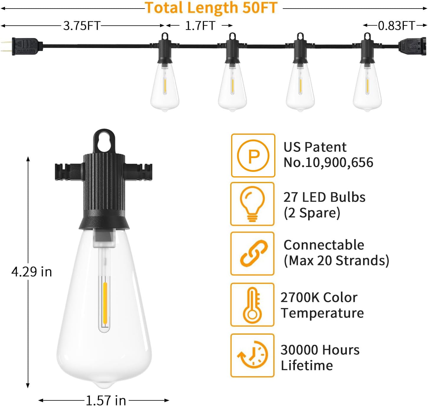 ZOTOYI dimmable string lights compatible with popular dimmers for mood control.